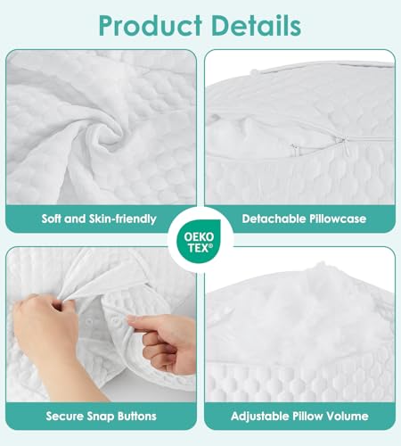 DONAMA Pregnancy Pillow Cooling Support Wedge - All White, Adjustable Maternity Pillow