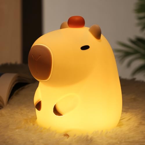 Lampeez Capybara Night Light, Cute Capybara Gifts for Kids, Soft Silicone Lamp Nursery Nightlight LED Touch Light, Bedroom Decor as Xmas Birthday Gifts for Boys Girls