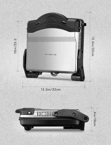 4-Slice Panini Press Grill with 180° Open Design and Nonstick Plates