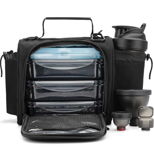 Hydra Cup 10-Piece Insulated Lunch Box with Meal Prep Containers - Black