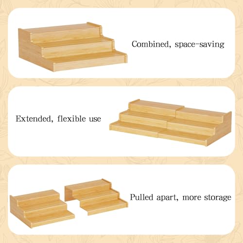 Expandable Bamboo Can Organizer for Pantry - 3-Tier Canned Food Storage