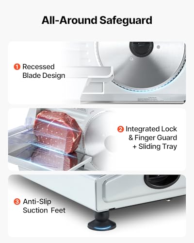 VEVOR 7.5-Inch Electric Meat Slicer with SUS420 Blade, Adjustable Thickness