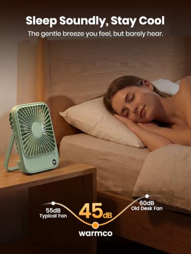 Portable Desk Fan 2 Pack with 5000mAh Battery, Quiet & Ultra-Thin, Sand & Green