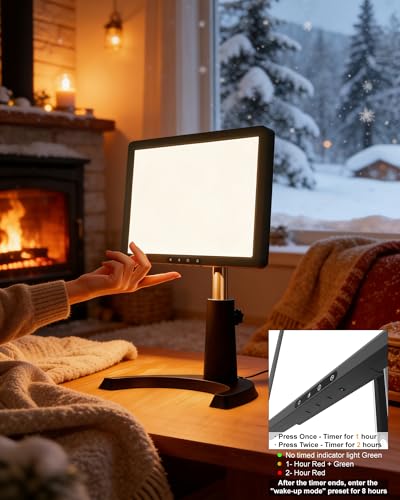 MirthSip Black 12000 Lux Full Spectrum UV-Free Light Therapy Lamp - Desk Light