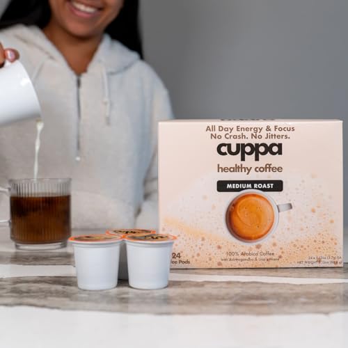 Cuppa Medium Roast Mushroom Coffee Pods with Adaptogens & MCT - 24 Servings
