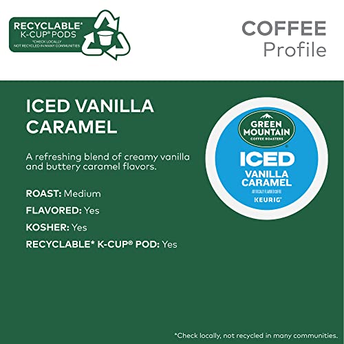 Green Mountain Coffee Roasters Iced Vanilla Caramel K-Cup Pods - Pack of 6 (10 Count Each)