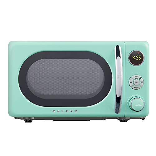 Retro Microwave Oven 0.7 Cu Ft 700W with LED Light & Child Lock - Surf Green