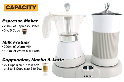 Electric Moka Pot with Milk Frother - 3-Cup Espresso Maker for Cappuccinos & Lattes