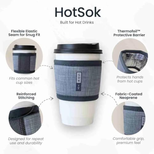 Sok It HotSok Coffee & Tea Reusable Insulated Neoprene Cup Sleeve – Candy Cane Stripes, One Size