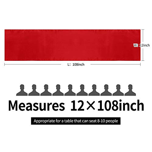 Hahuho 5-Pack Satin Table Runners 12 x 108 Red - 5 pcs Set for Weddings & Parties