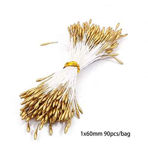 8 Style Flower Stamen Pistil Artificial Gold Flower Stamen Fake Berries Stamen Pistil for DIY Scrapbook Home Decoration (Gold)
