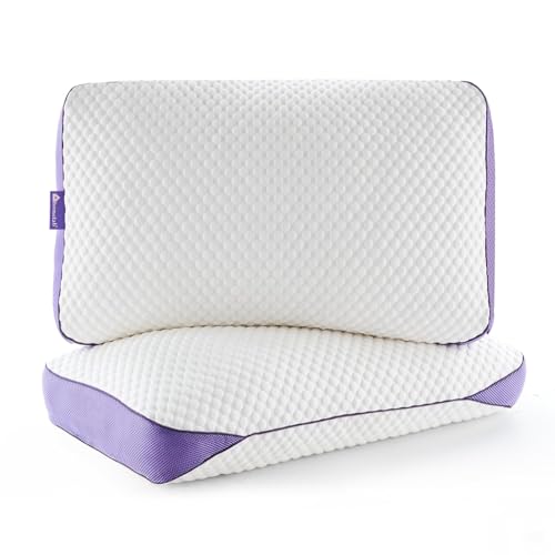HOMELAB Queen Adjustable Memory Foam Pillows 2-Pack with Removable Cover – White, Cooling & Supportive