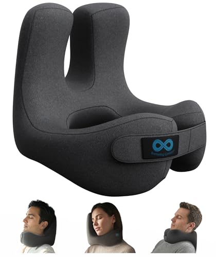 Everlasting Comfort Gray Large Memory Foam Travel Neck Pillow - Airplane Support Pillow for Long Flights