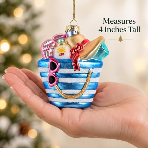 The Bridge Collection Beach Bag Ornament with Sunglasses & Flip Flops