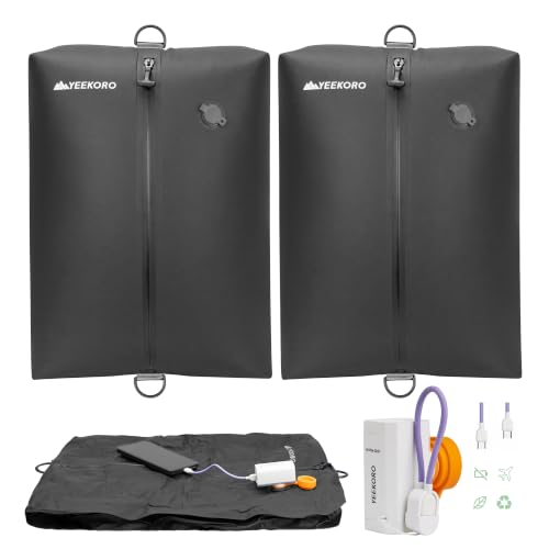 Travel Vacuum Compression Bags with Pump - Reusable Waterproof Storage Set, 2 Pack - Black
