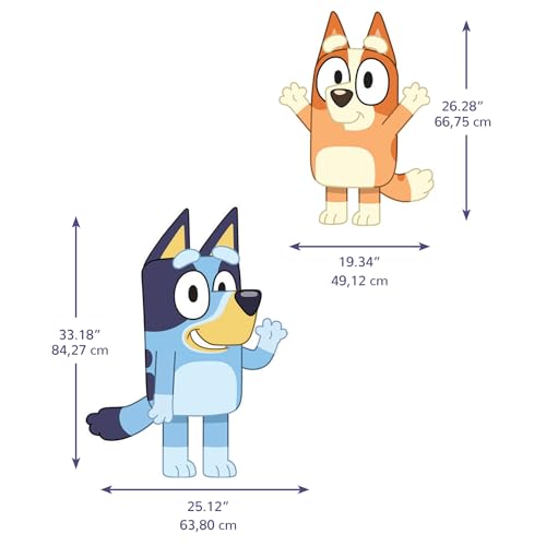 Bluey & Bingo Character Peel and Stick Wall Decals with Floral & Insect Design - Repositionable Kids Wall Decor