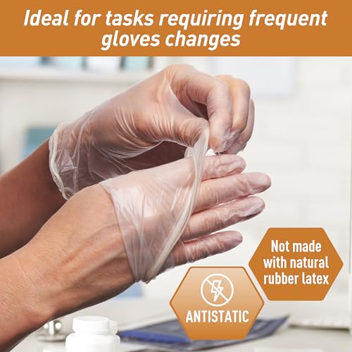 Vinyl Disposable Gloves Large Pack of 1000 Clear - Powder-Free, Ambidextrous