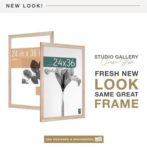 24x36 Inch Natural Woodgrain Poster Frame - Classic Gallery Wall Display