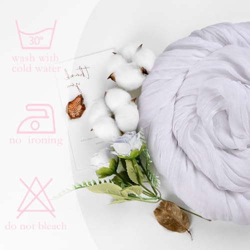 Peppmily 16 Pack White Cheesecloth Table Runners 23 x 120 Inch - 10Ft Set for Events