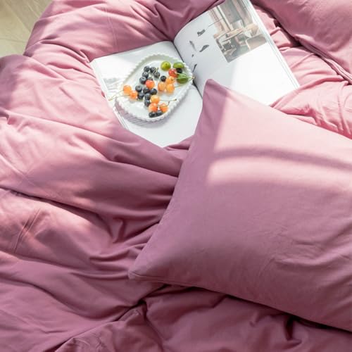 Full Size Purple Duvet Cover Set 3 Pieces Pale Mauve Jersey Knit Cotton