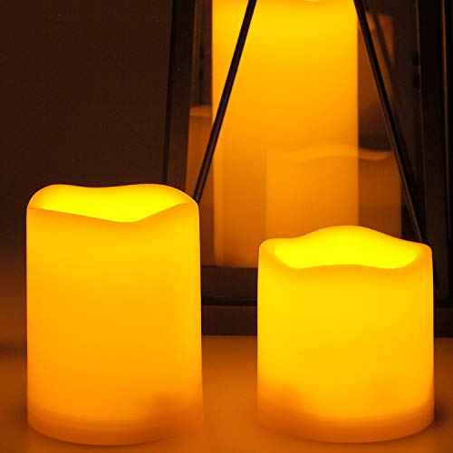 1 Pack LED Flameless Pillar Candle Waterproof Outdoor Battery Operated Candle with Cycling 24 Hours Timer Function for Lantern Home Garden Wedding Party Christmas Halloween Decoration 3x3 inches