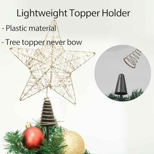 Star Christmas Tree Toppers, 9 Inch Metal Glitter Gold Christmas Tree Ornament Set for Outdoor Christmas Decorations Indoor 2023