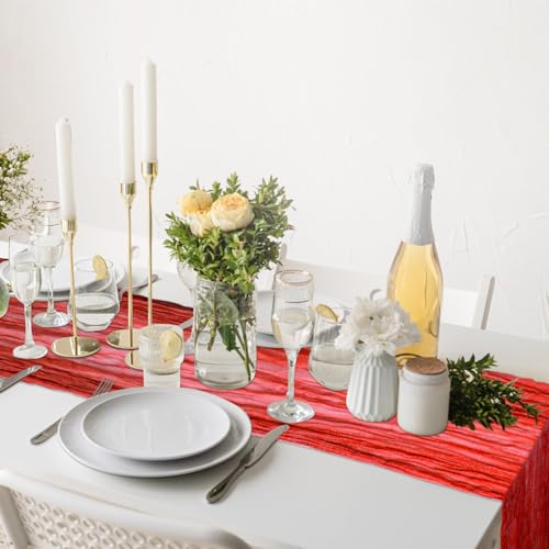 Red Cheesecloth Table Runner 35x120in – Gauze Wedding Party Décor, MIAHART