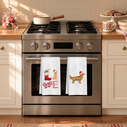 GCFET Golden Retriever Christmas Dish Towels Set of 4 - 16x24 Home Decor Tea Towels