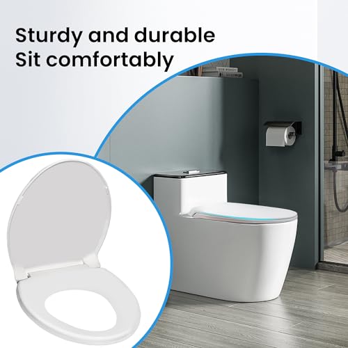 Soft Close Elongated Toilet Seat 19.09 Inch Cotton White with Mounting Hardware