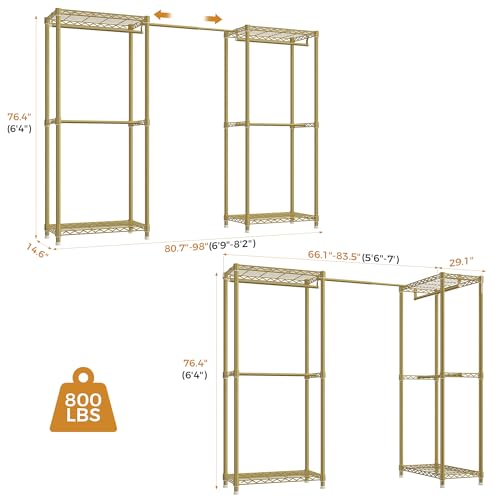 M3 Heavy Duty Clothes Rack, Expandable Clothing Gold