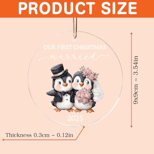Our First Christmas Married Penguin Ornament 2025 - Mr & Mrs Keepsake Decoration