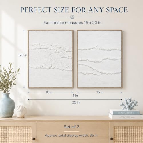 Artiluxy Neutral Abstract Wall Art Set of 2, Framed 3D Textured,