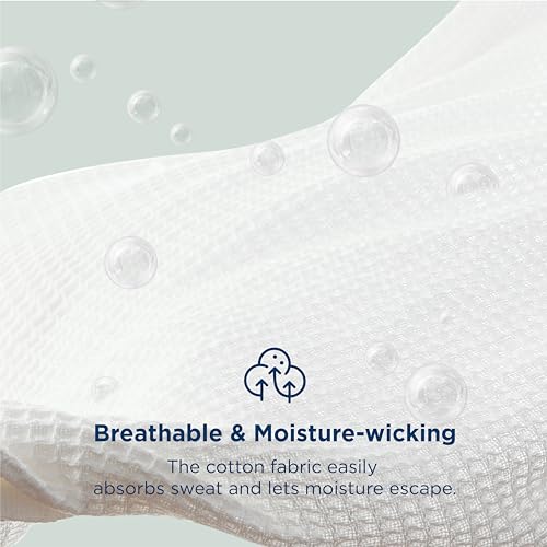 Bedsure 100% Cotton Blanket, Waffle Weave, King Size, White, 104"x90"