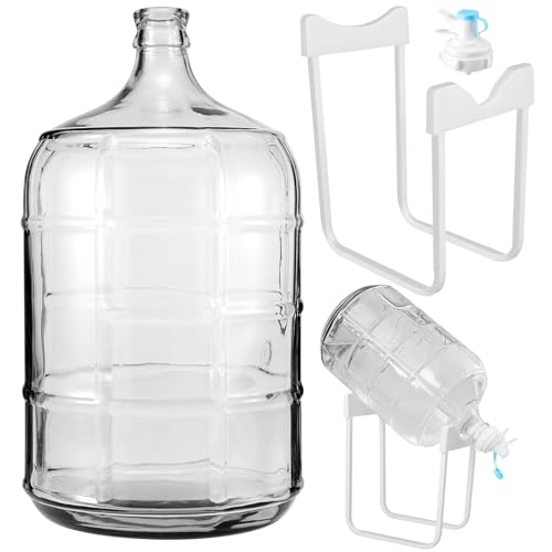 5 Gallon Glass Water Jug with Stand and Spigot - Food-Grade Water Dispenser