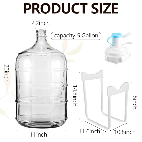 5 Gallon Glass Water Jug with Stand and Spigot - Food-Grade Water Dispenser