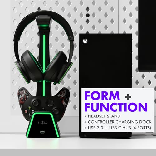 Tilted Nation Gaming Headset & Controller Stand for PS5 & Xbox Series X - Black