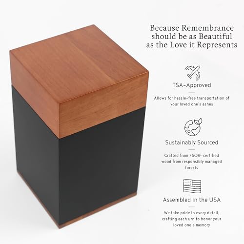 Timeless Walnut Wood Urn for Ashes Adult Male & Female Large –