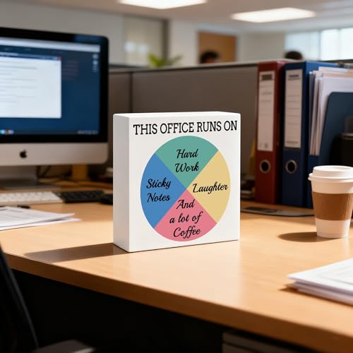 Funny Desk Decor Box – Humorous Office Quote Wood Gift for Work
