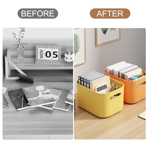 8 Pack Colorful Stackable Storage Bins with Lids & Handles for Organization