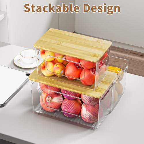 3-in-1 Trash Bag Holder Under Sink Organizer with Bamboo Lid