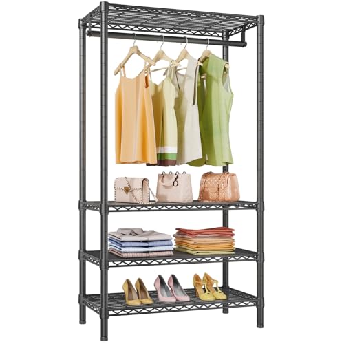 V1 Medium Portable Garment Rack - Black, Space-Saving Closet Organizer