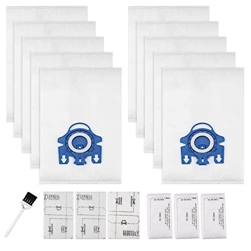 Blue & White 10 Pack Vacuum Cleaner Dust Bags for Miele GN Series with Filters