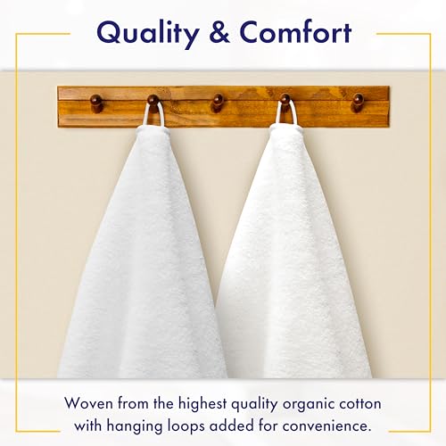 White Organic Cotton Bath Towel Set - 6 Pieces Ultra Soft & Plush, 700GSM
