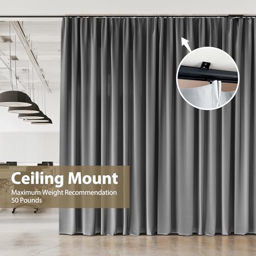 15ft Ceiling Curtain Track Wall Mounted Room Divider Rail Black - Extra Long