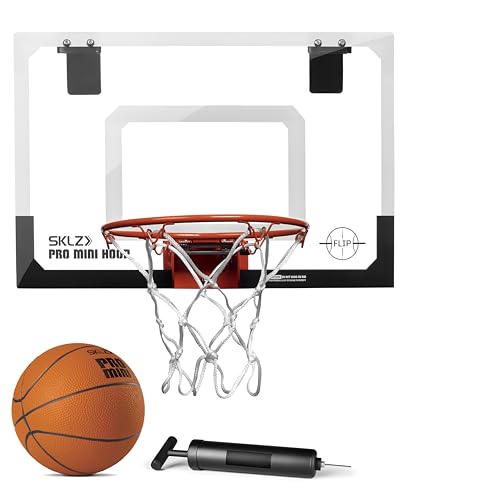 Mini Indoor Basketball Hoop with Flip Rim, Shatterproof Backboard, Door Mount