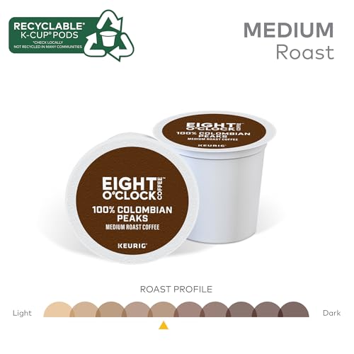 Eight O'Clock Coffee Colombian Peaks Single-Serve Keurig K-Cup Pods,