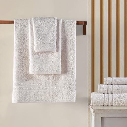 Turkish Cotton Linen Towel Set - 6 Piece Bathroom & Spa Towels - Absorbent & Soft