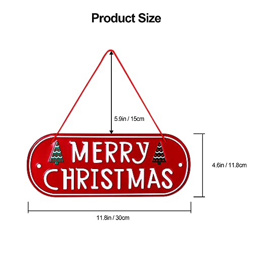 Merry Christmas Decorative Iron Plaque for Front Door & Home Décor