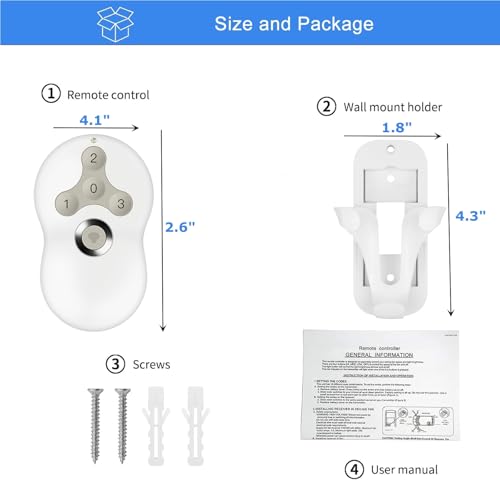 Replacement Remote Control for Hunter Ceiling Fan 99122/99123 - Dimmer & Fan Speed