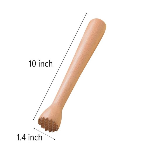 Datsto Wooden Muddler for Cocktails 10 Inch, Home and Bar Muddler for Mojitos, Fruit Drinks, Sturdy Wood, Professional Bar Tool